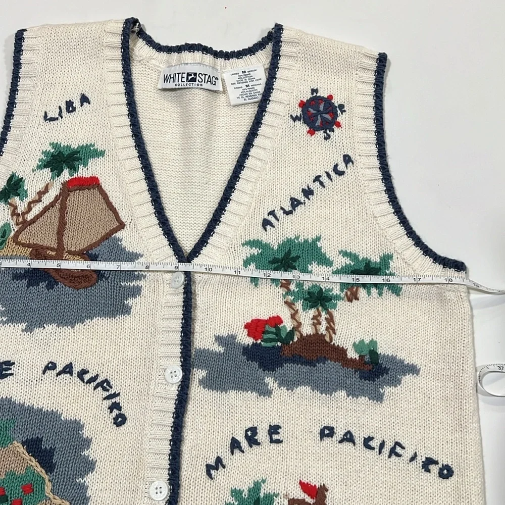 White Stag - medium, islander sweater vest, white/blue‎